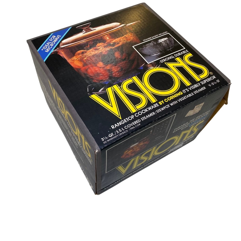 Corning Visions V-3½-ST 3.5 Qt Steamer Stewpot NOS‎ Open Box Made France Mid 80s